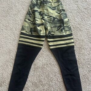 Bombshell Camouflage and Black Sock Leggings